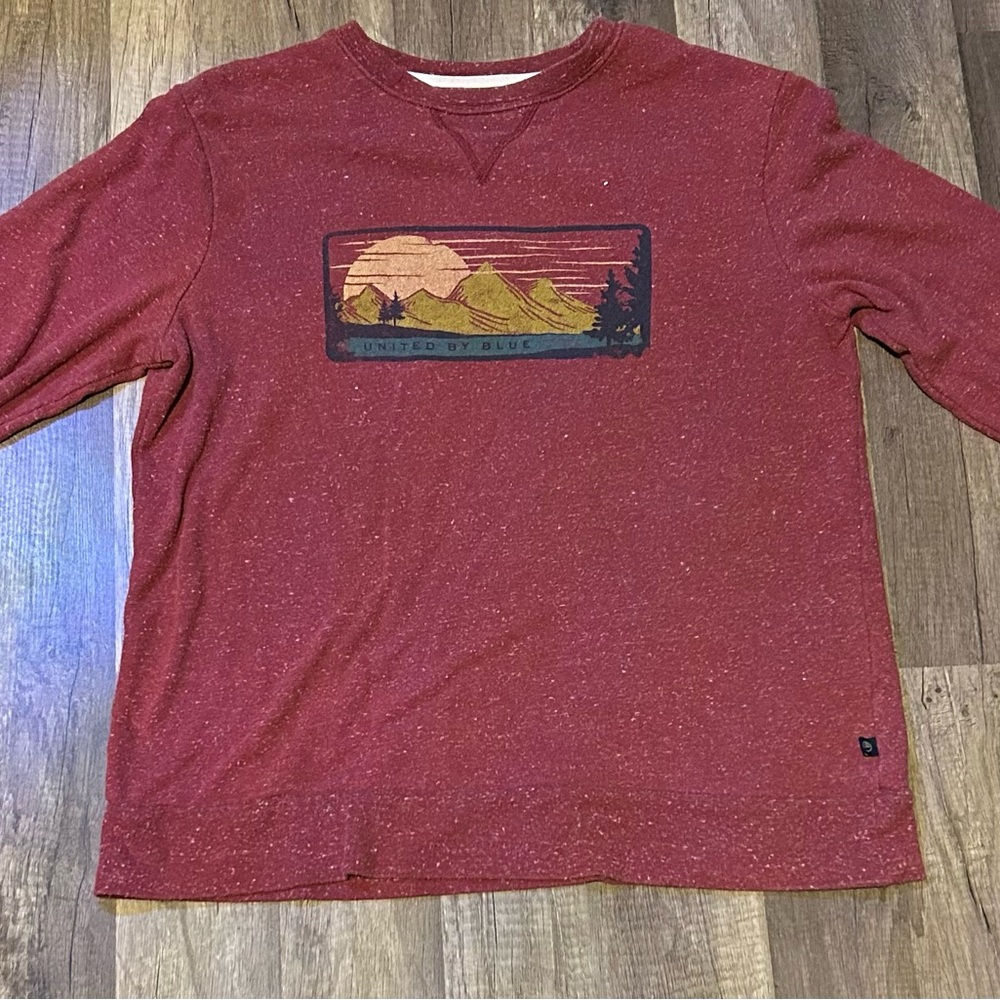 United By Blue Red Sweatshirt with Mountain Graphic
